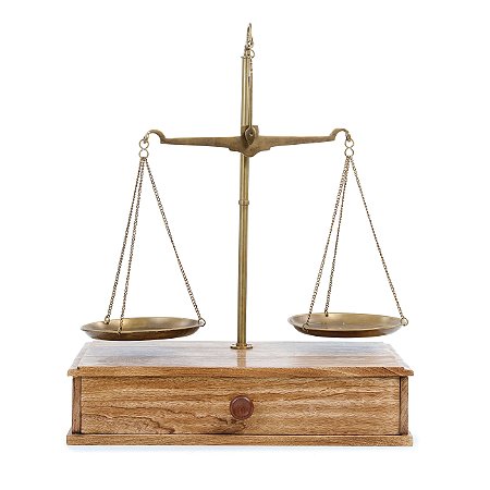 ESCULTURA DECOR BALANCA JUSTIÇA MADEIRA LATAO DOURADA  55CM