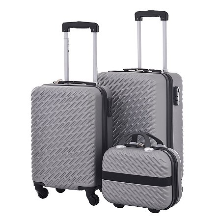 KIT 2 MALAS VIAGEM COM RODINHAS E FRASQUEIRA CINZA - WINCY