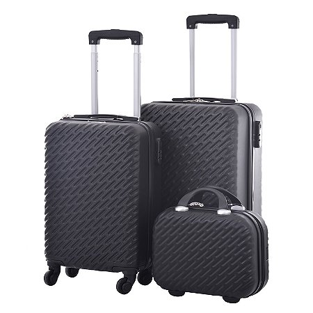 KIT 2 MALAS VIAGEM COM RODINHAS E FRASQUEIRA PRETA - WINCY