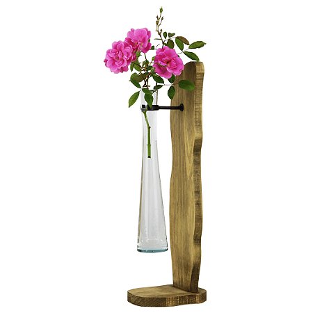 VASO BOREBI DECORATIVO VIDRO E MADEIRA REGINEZ