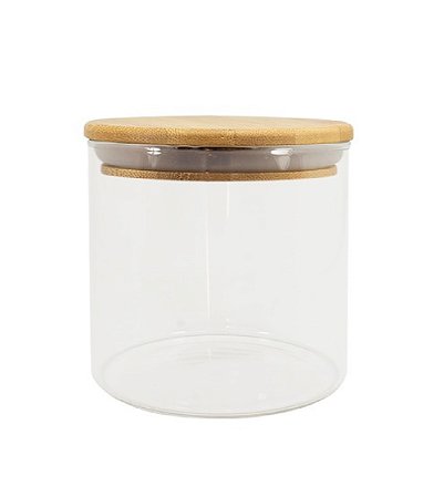 POTE MANTIMENTO DE VIDRO C/TAMPA DE BAMBU 500ml- OIKOS