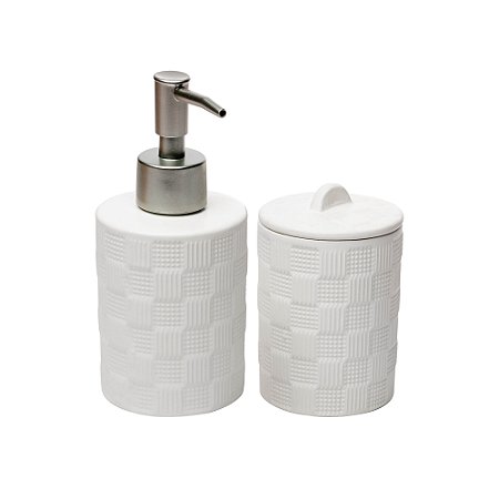 CJ 2 PECAS PARA BANHEIRO DE CERAMICA CHESS BRANCO
