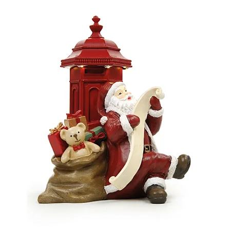ESCULTURA CX CORREIO C/LED E PAPAI NOEL CLR 3AAA