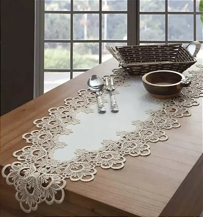 CAMINHO MESA RENDADO 100% PES VENEZA 40X150CM BEGE JOLITEX