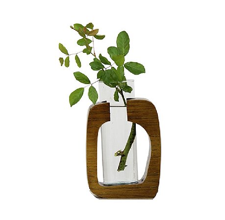 VASO VIDRO ITAOCARA 2 COM BASE EM MADEIRA  REGINEZ