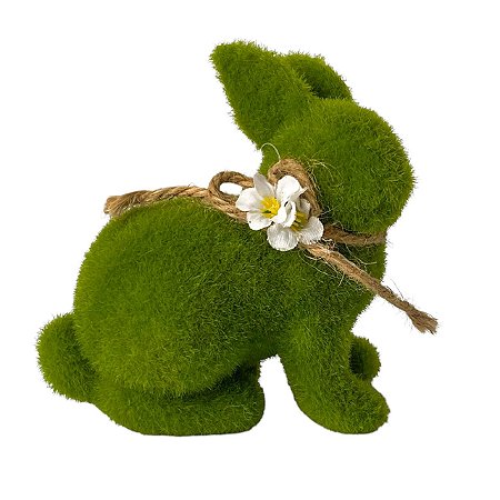 ESCULTURA COELHO DECORATIVO MUSGO VERDE - 13cm