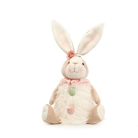 COELHA DECOR EM PELUCIA SENTADO OVOS E ILUMINACAO 39cm