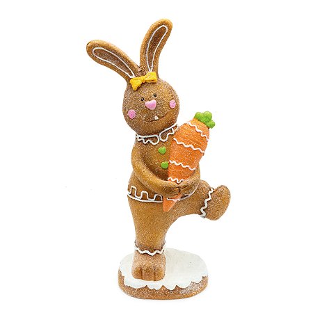 ESCULTURA COELHO DECOR C CENOURA EM RESINA LINHA COOKIE 48cm