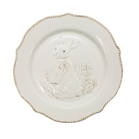 PRATO DE SOBREMESA COELHOLINHA RELEVO EM PORCELANA 22CM