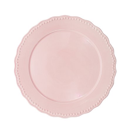 PRATO RASO ROSA EM PORCELANA LINHA PEARL 27cm