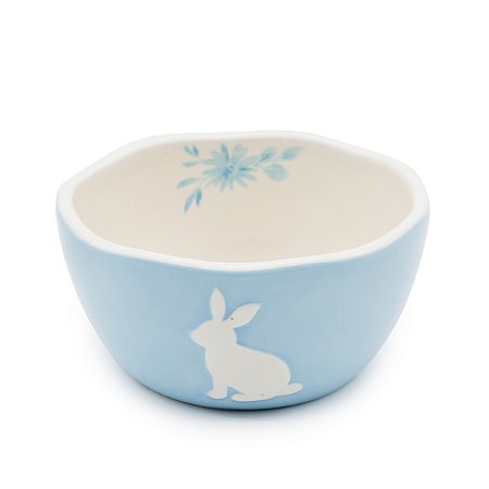 BOWL AZUL COELHO FLORAS EM PORCELANA 10X5XM