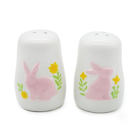PORTA CONDIMENTO COELHO DECOR EM PORCELANA SAL PIMENTEIRO