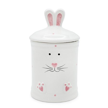POTE COM TAMPA HERMETICA EM PORCELANA ORELHAS DE COELHO 18cm