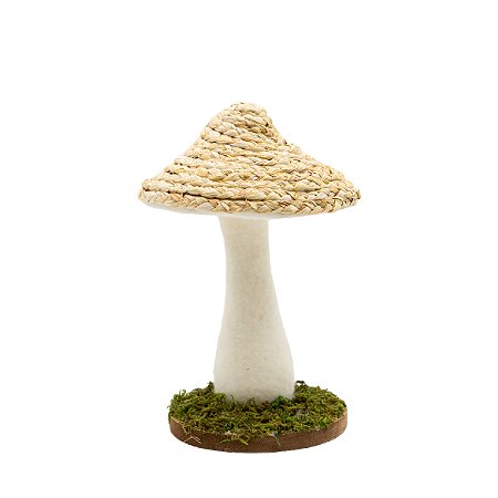 ESCULTURA COGUMELO DECORATIVO EM JUTA 14cm