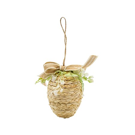 OVO DECORATIVO EM JUTA PARA PENDURAR 12cm