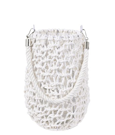 LANTERNA DECORATIVA EM FIBRA BRANCO COM ALÇA 25CM