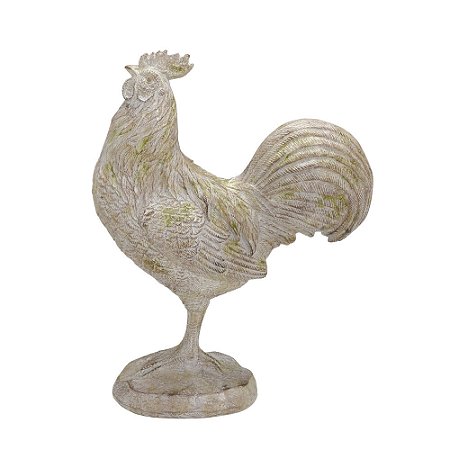 ESCULTURA GALO DECORATIVO EM RESINA  MARROM CLARO 39CM