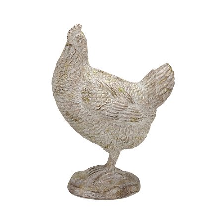 ESCULTURA GALINHA DECORATIVA EM RESINA  MARROM CLARO 33,5CM