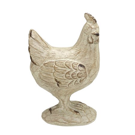 ESCULTURA GALINHA DECORATIVA EM RESINA  MARROM CLARO 16CM