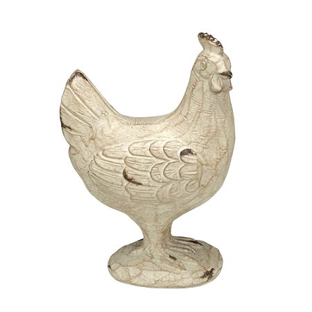 ESCULTURA GALINHA DECORATIVA EM RESINA  MARROM CLARO 21,5CM