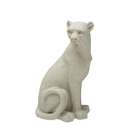 ESCULTURA LEOPARDO DECORATIVO EM RESINA NA COR AREIA 26,5CM