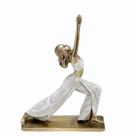 ESCULTURA MULHER YOGA EM RESINA DECOR BRANCO DOUR 26CM