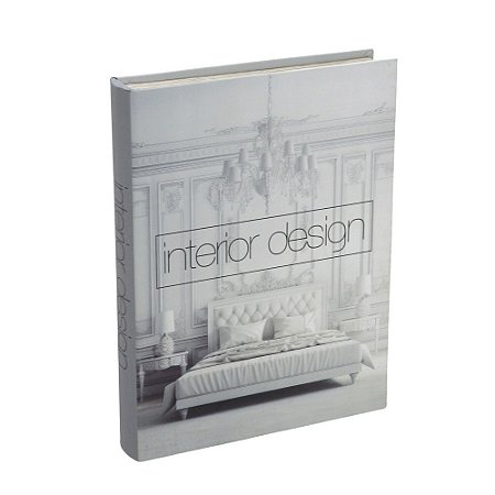 CAIXA LIVRO DECORATIVA EM MDF INTERIOR DESING BRANCO E CINZA