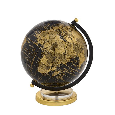 GLOBO TERRESTRE DECOR EM ACRILICO E ALUMINIO DOUR PTO 20,5CM