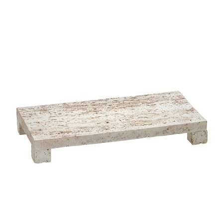 BANDEJA DECOR EM RESINA NA COR BEGE COM RANHURAS 39,5X21,5CM