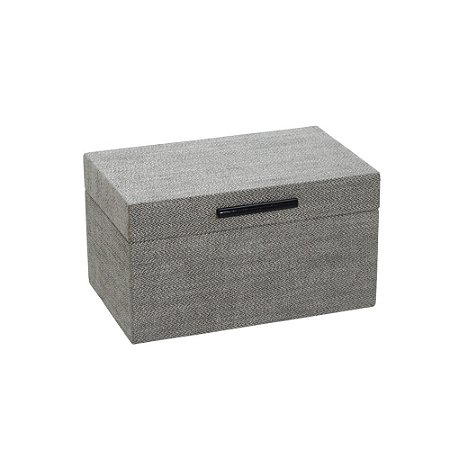 CAIXA DECORATIVA EM MDF E LINHO  CINZA E PRETO G