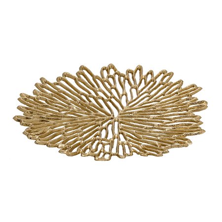 CENTRO DE MESA DECORATIVO EM ALUMINIO NA COR DOURADO 37CM