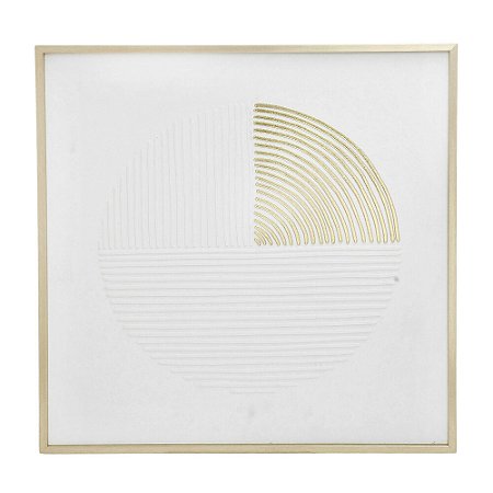 QUADRO DECOR FORMAS EM TELA E MDF BRANCO E DOURADO MOD04