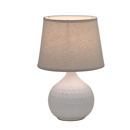 ABAJUR 110V 220V E27 EM CERAMICA E LINHO  BRANCO E OFFWHITE