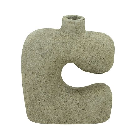 VASO DECOR EM CERAMICA RUSTIC ORGANIC BEGE E MARROM 21CM