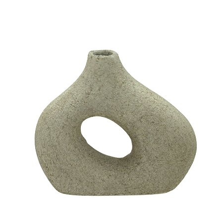 VASO DECORATIVO ORGANIC EM CERAMICA  BEGE E MARROM 21CM