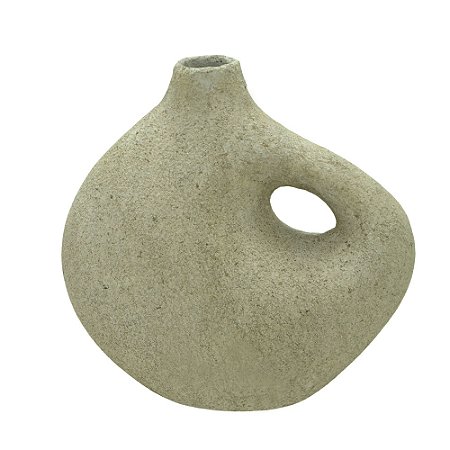 VASO DECOR EM CERAMICA  ORGANIC RUSTIC BEGE E MARROM 26CM