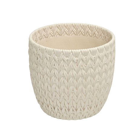 CACHEPOT DECORATIVO EM CERAMICA TRAMAS CREME 18,5X20CM