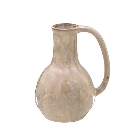 VASO DECORATIVO COM ALCA EM CERAMICA CINZA E MARROM 22CM