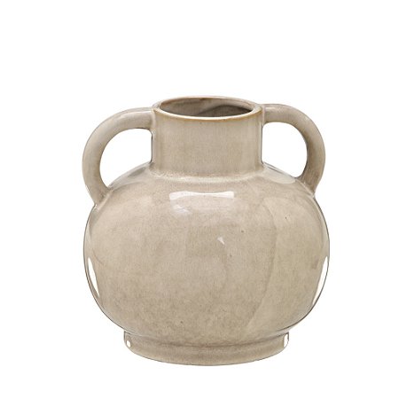 VASO DECOR EM CERAMICA COM ALCAS CINZA E MARROM 15CM