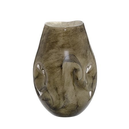 VASO DECORATIVO EM VIDRO  MARROM E PRETO PREMIUM 27,5CM