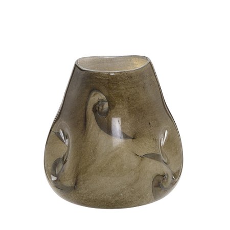 VASO DECORATIVO EM VIDRO  PREMIUM MARROM E PRETO 19CM