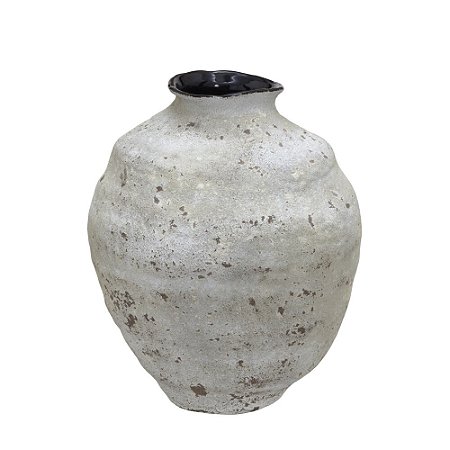 VASO DECORATIVO EM CERAMICA  CINZA E MARROM 39,5CM