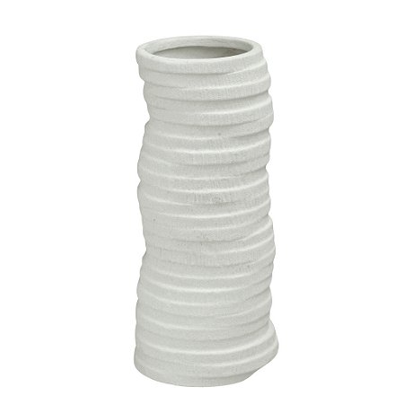 VASO DECORATIVO ARGOLAS EM CERAMICA  BRANCO 33,5CM