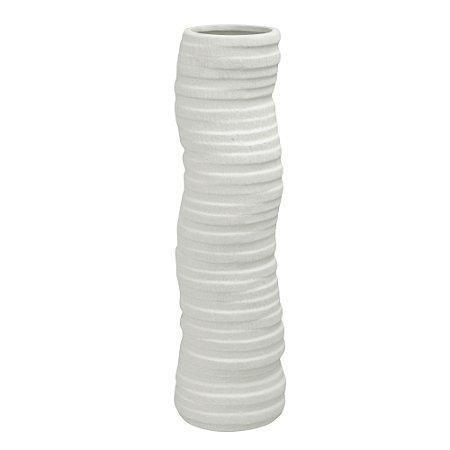 VASO DECORATIVO ARGOLAS EM CERAMICA  BRANCO 52,5CM