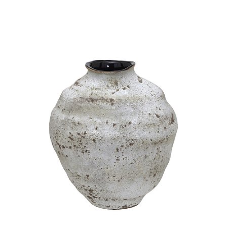 VASO DECORATIVO EM CERAMICA  CINZA E MARROM 21CM