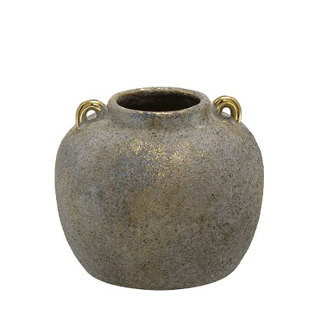 VASO DECORATIVO EM CERAMICA  BRONZE E CHUMBO 14,5cm