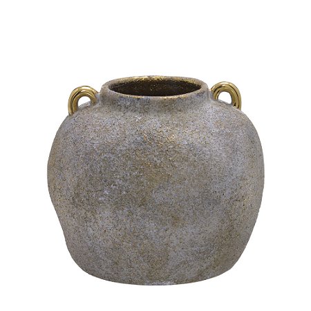 VASO DECORATIVO EM CERAMICA  BRONZE E CHUMBO 20cm