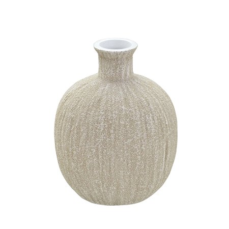 VASO DECORATIVO EM RESINA NA COR BEGE 26,5CM