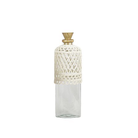 VASO GARRAFA GAMBOA EM VIDRO COM TAMPA MADEIRA 57CM REGINEZ