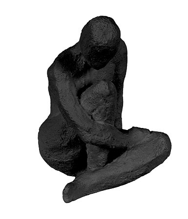 ESCULTURA DECORATIVA HUMANO EM RESINA PRETO SENTADO 18CM